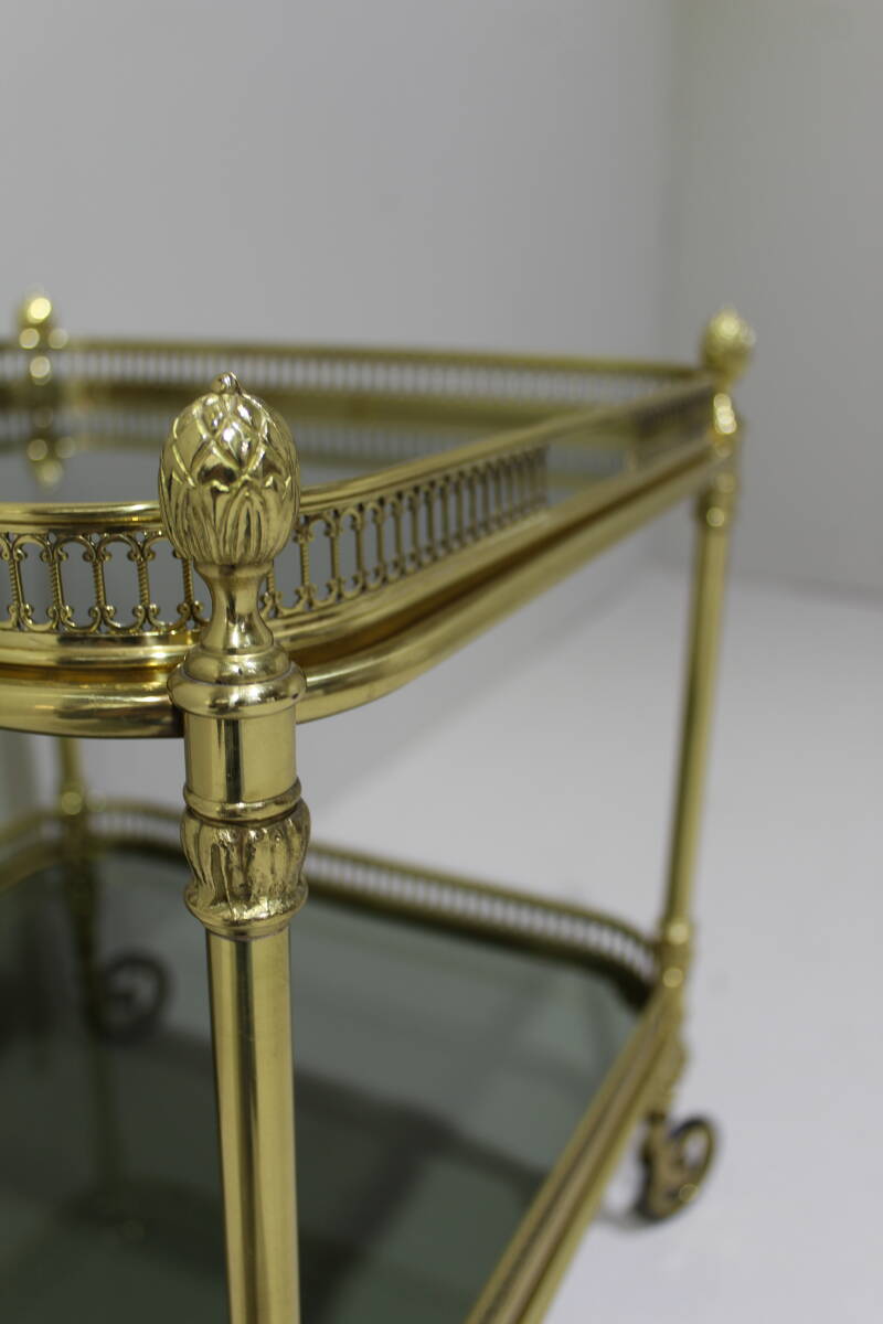 Vintage barcart, serveerwagen - messing, jaren '70 | 01440