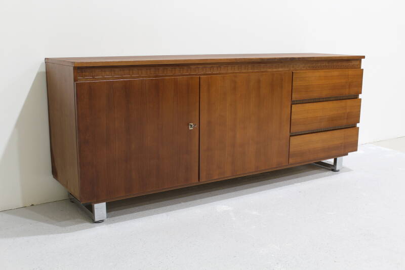Vintage sideboard, sideboard - wood, chrome, 70s | 00984