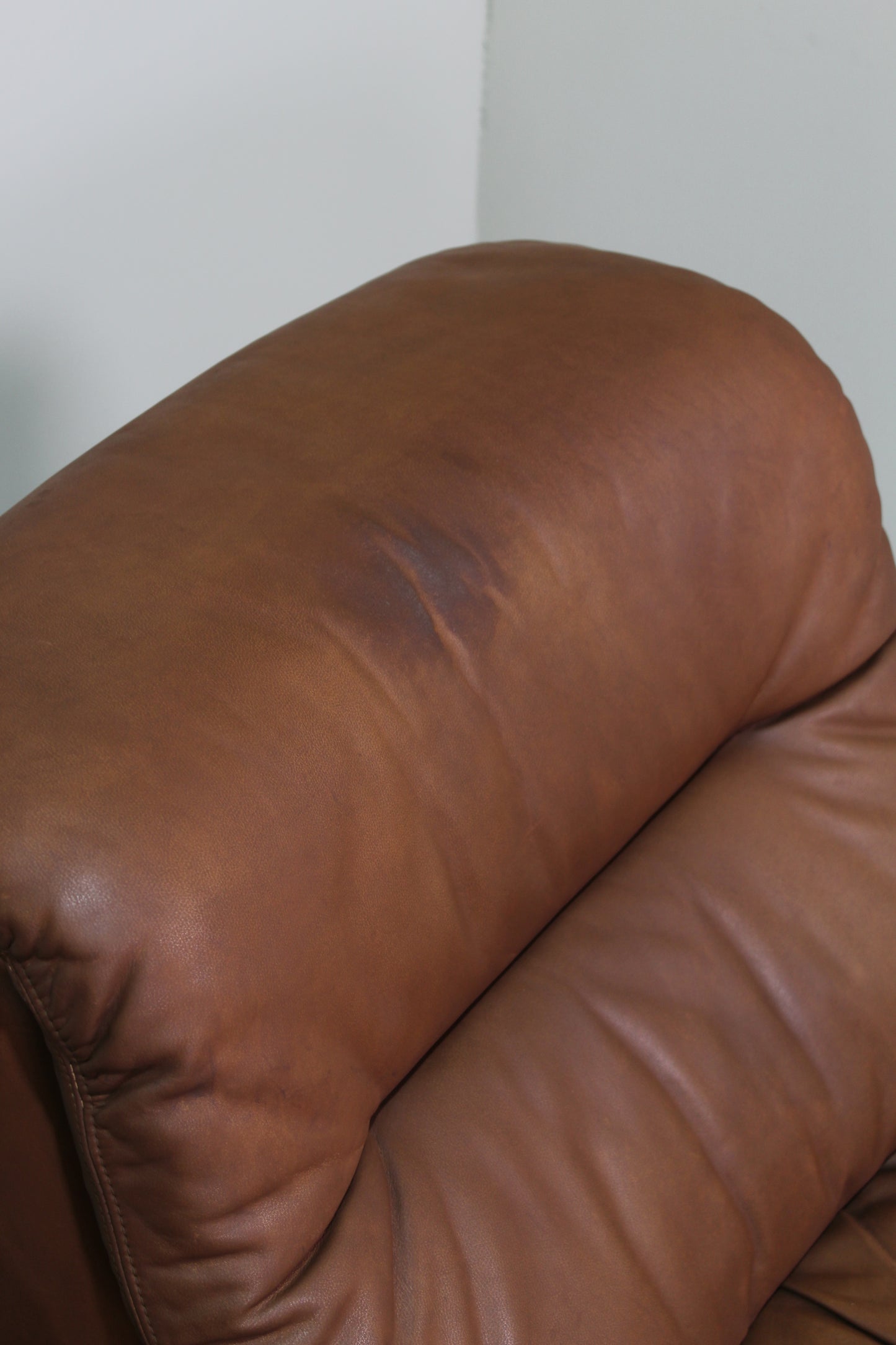 Vintage leren fauteuils, modulaire bank - leer jaren '70