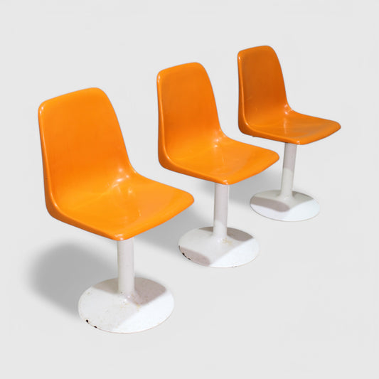 Vintage seventies kuipstoel, eetkamerstoel - oranje