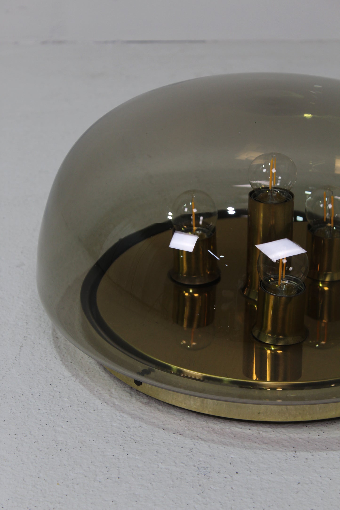 Vintage design plafondlamp rookglas, wandlamp - jaren '70