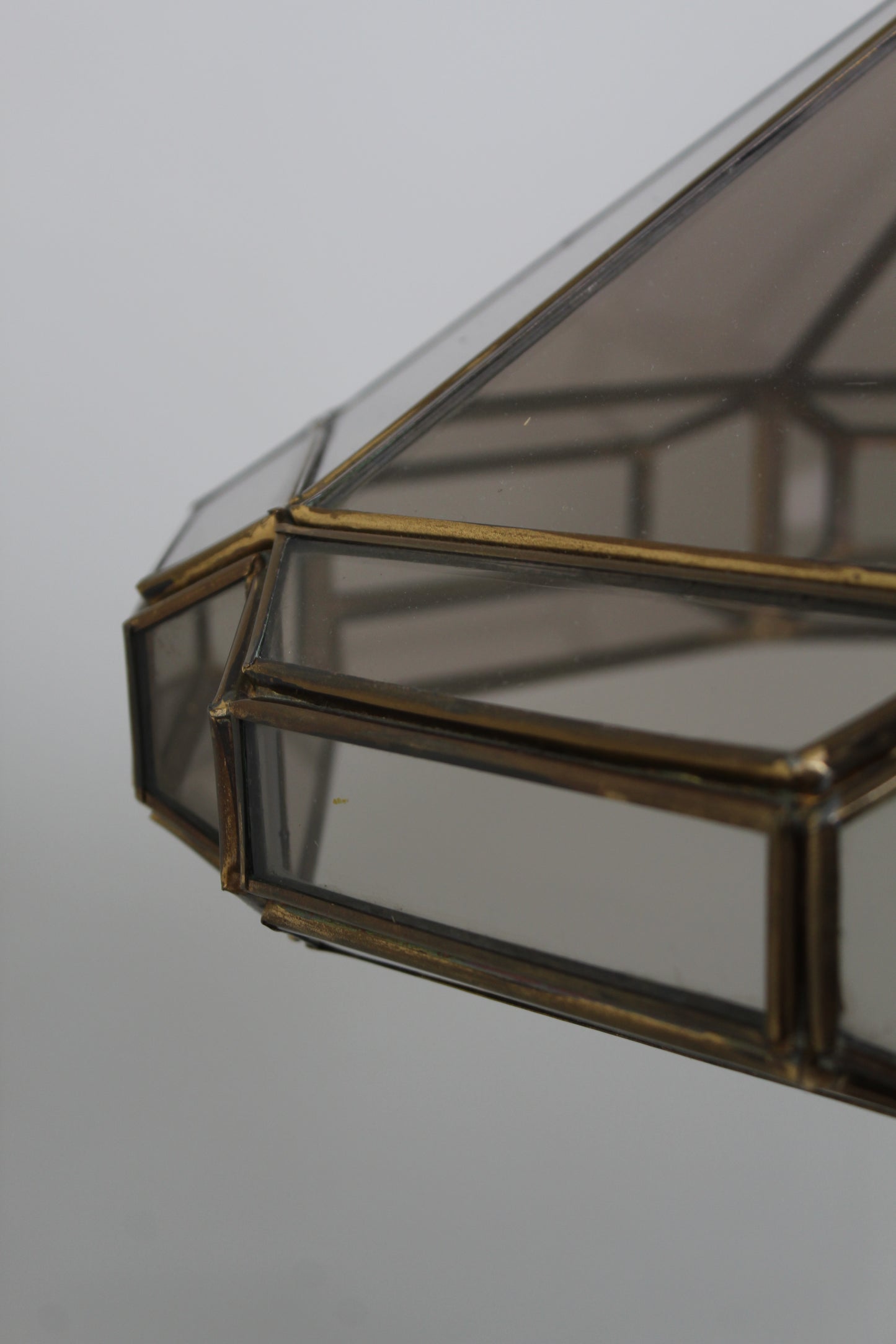 Vintage Pendelleuchte Buntglas - Rauchglas, 70er