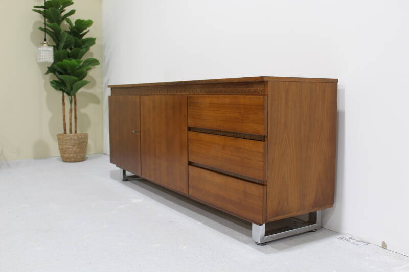 Vintage sideboard, sideboard - wood, chrome, 70s | 00984