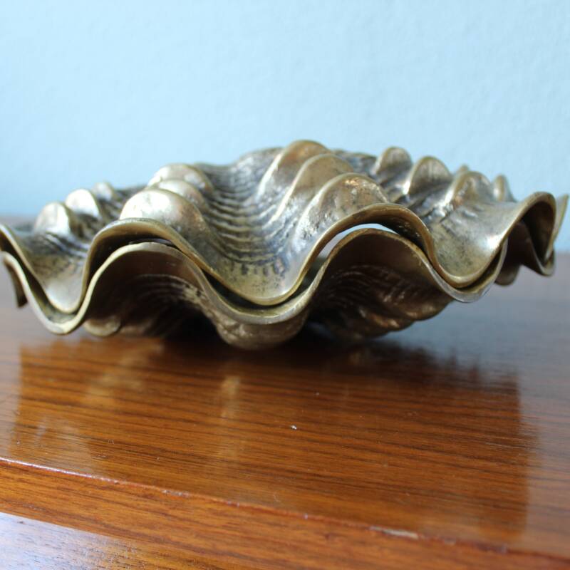 Vintage messing schelp, sieradendoos
