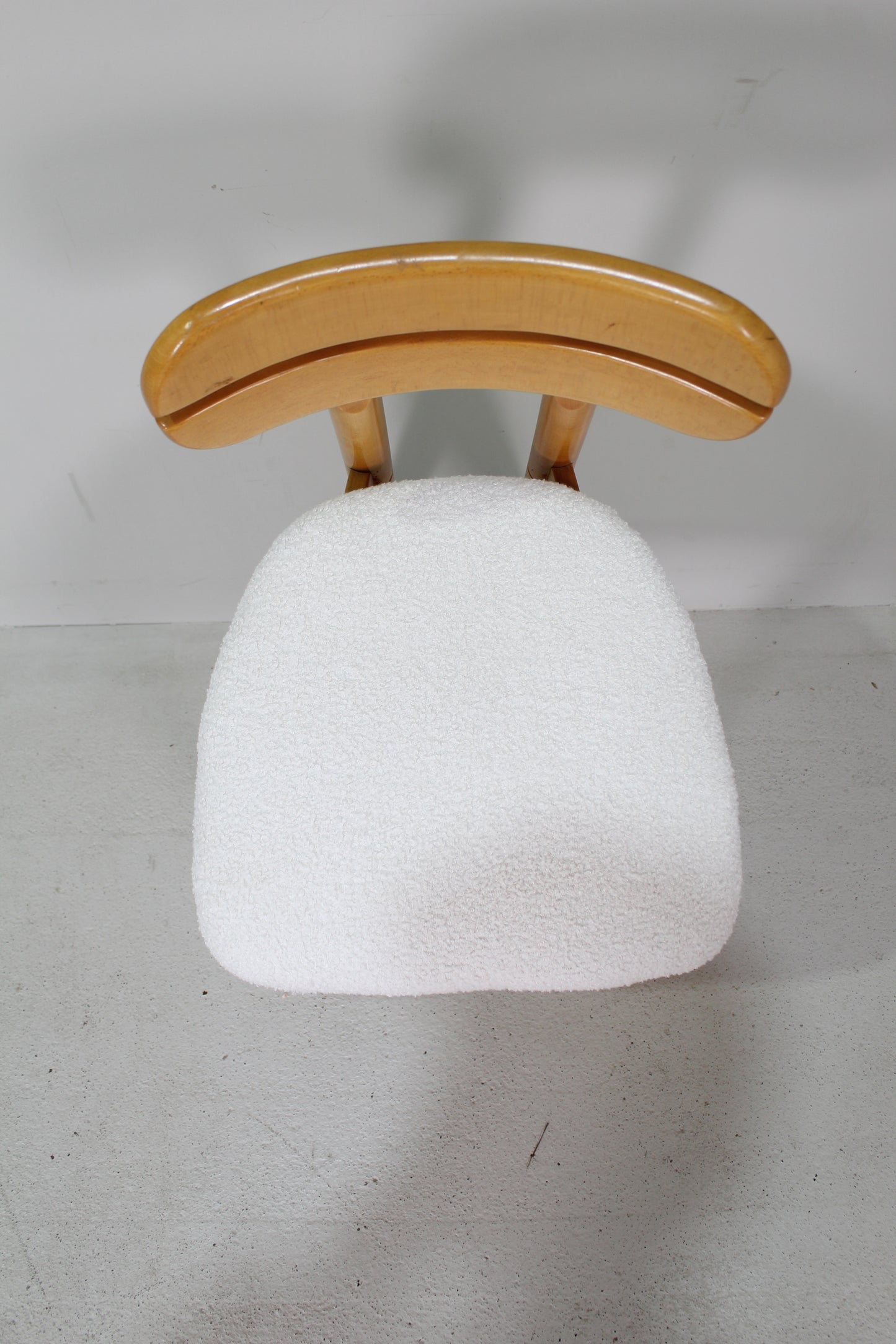 4x vintage eetkamerstoelen - teddy en hout, jaren '70