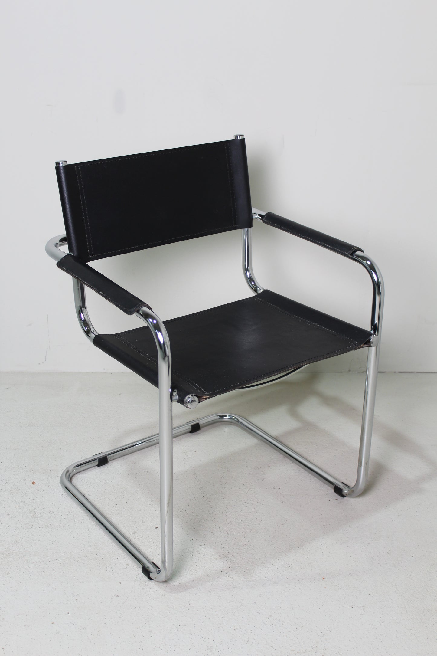 Vintage leren buisframestoel