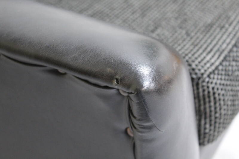 Vintage armchair, seat - black leatherette, 1960s | 00938