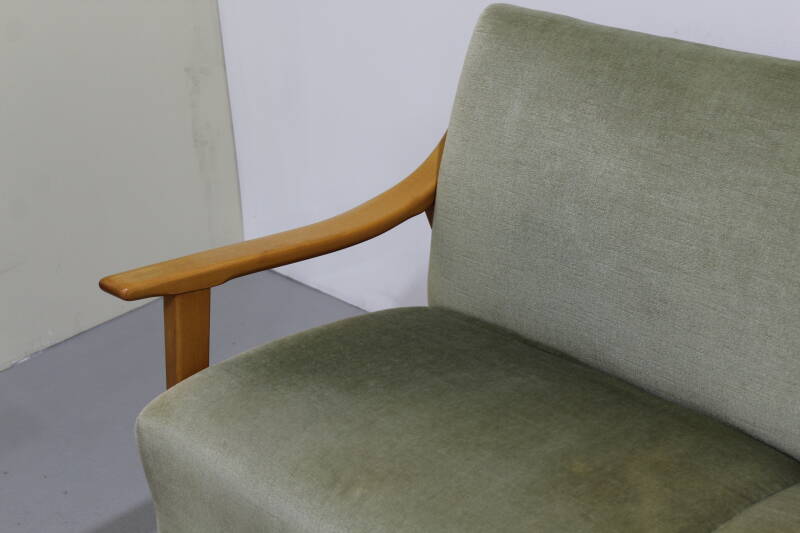 Vintage uitklapbare (slaap-) bank - groen, verlours, jaren '60 | 01230