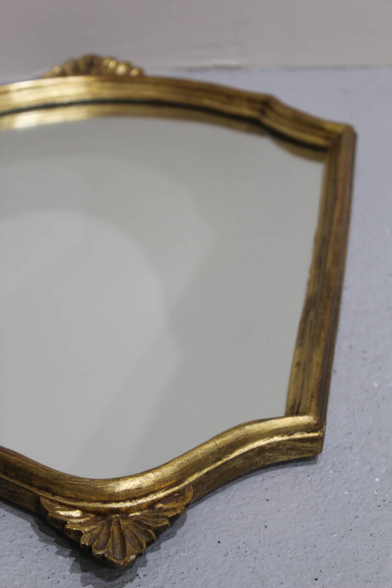 Vintage gold mirror - crest mirror, wood | 01320