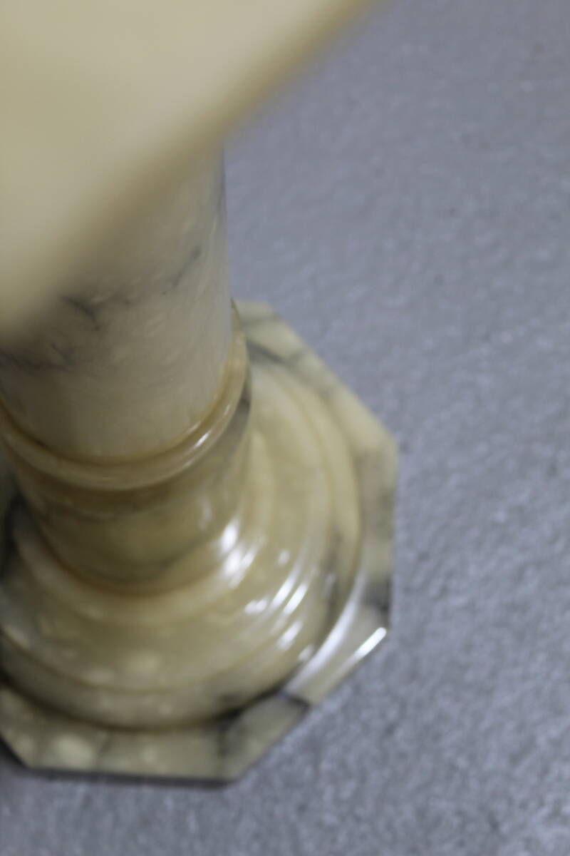 Vintage column, plant stand, pillar - marble, yellow | 01181