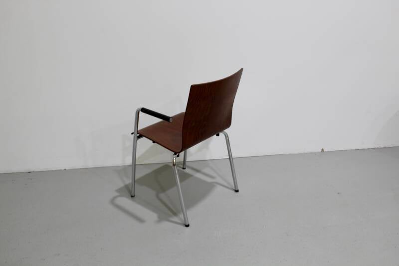 6x Vintage Esszimmerstühle - stapelbar, Chrom, Holz