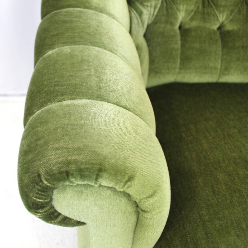 Vintage fauteuil green velvet