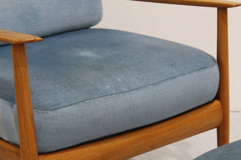 Vintage design fauteuil met voetenbank - Knoll Antimott | 01053