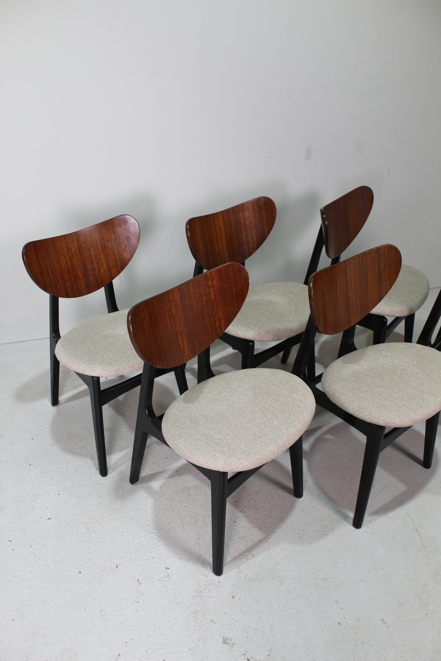 6x Vintage eetkamerstoelen G-plan, beige, jaren '60