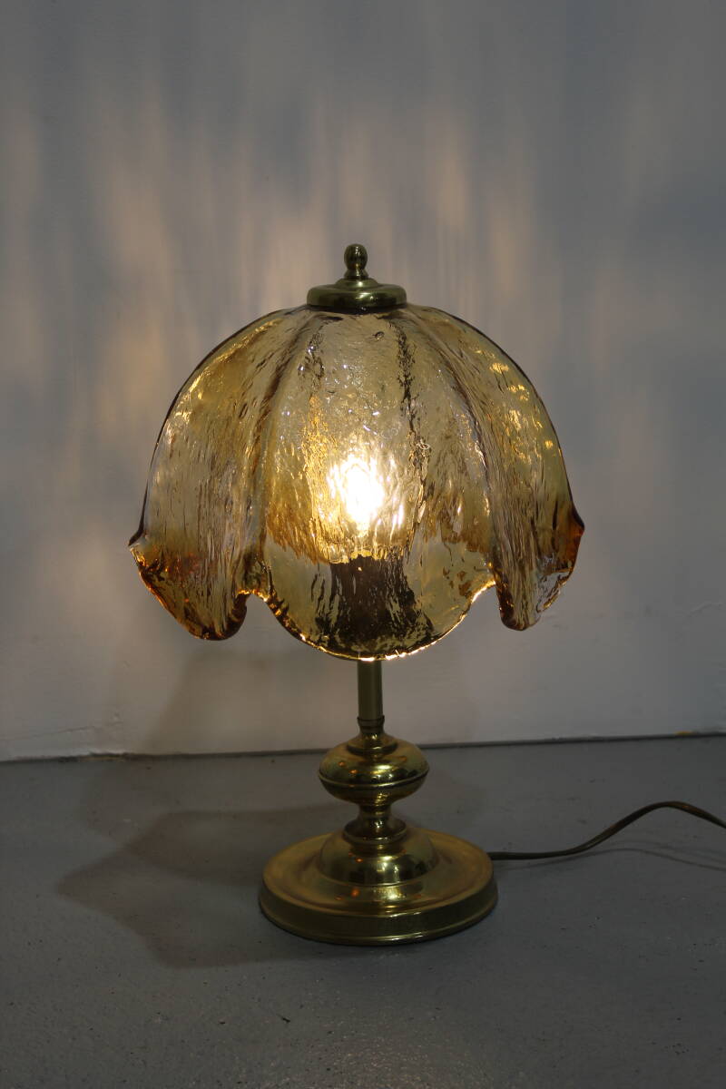 Vintage table lamp brass and glass - 70s | 01271