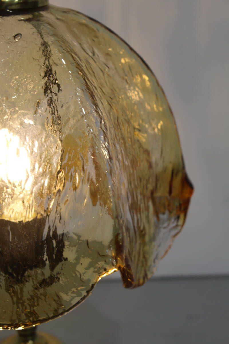 Vintage table lamp brass and glass - 70s | 01271