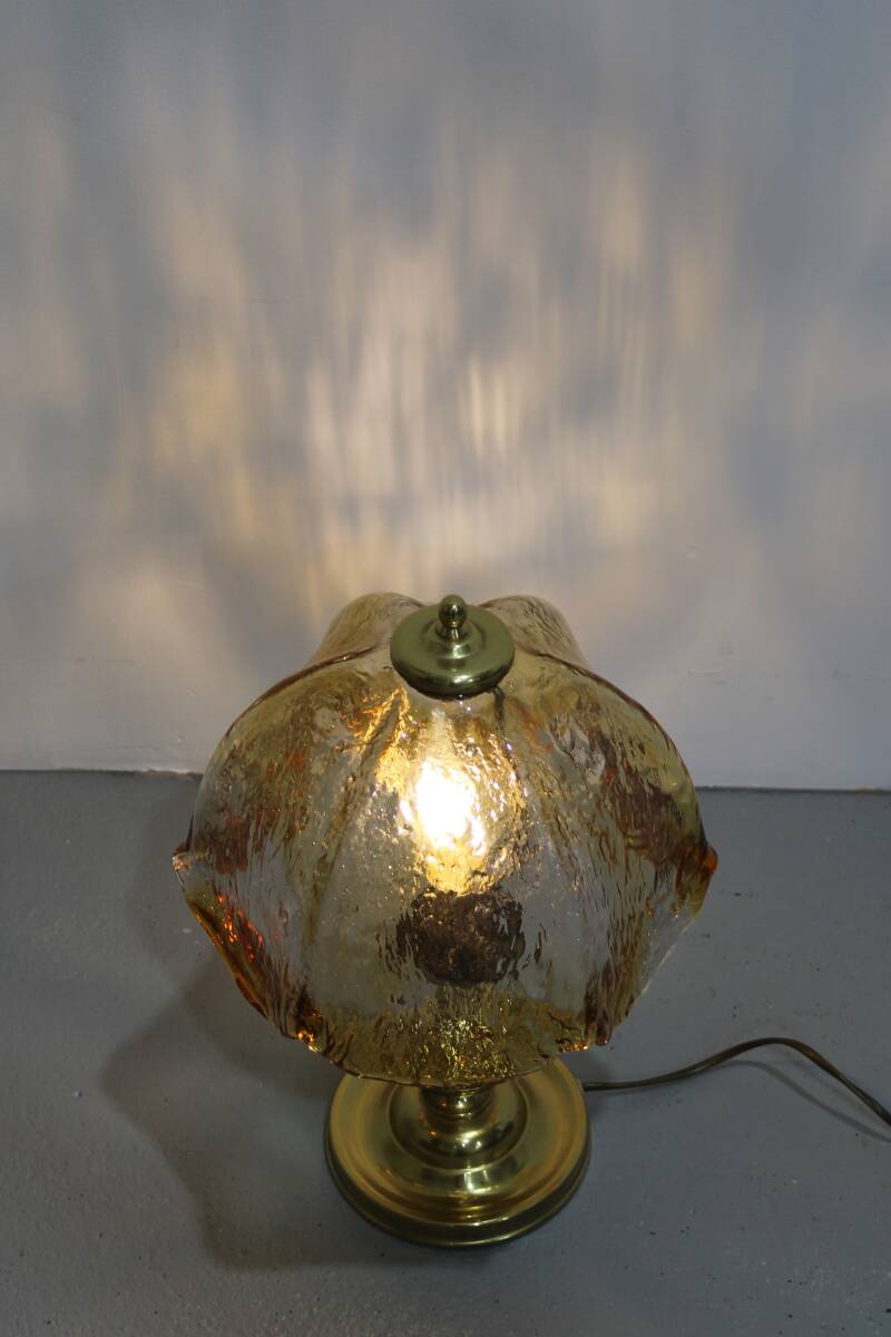 Vintage table lamp brass and glass - 70s | 01271