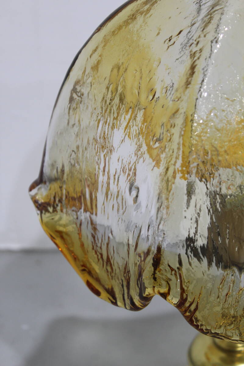 Vintage table lamp brass and glass - 70s | 01271