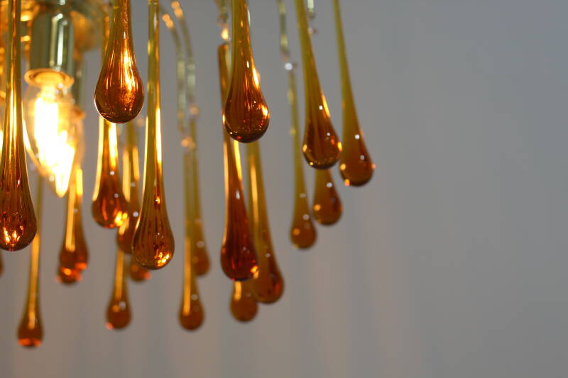 Vintage Murano teardrop lamp - amber colored | 01103