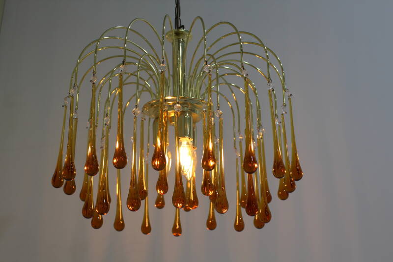Vintage Murano teardrop lamp - amber colored | 01103
