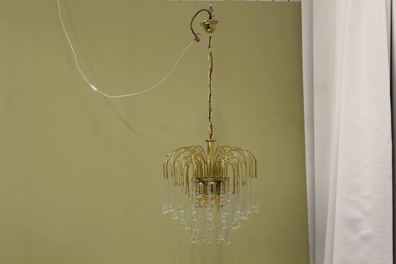 Vintage teardrop lamp - transparent, gold Murano | 00868