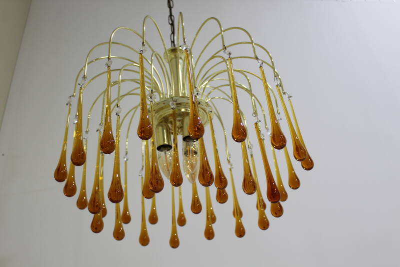 Vintage Murano teardrop lamp - amber colored | 01103