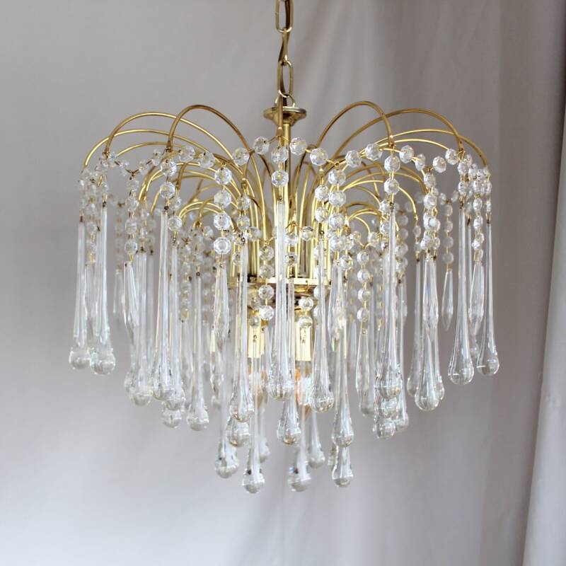 Vintage teardrop lamp - transparant, goud
