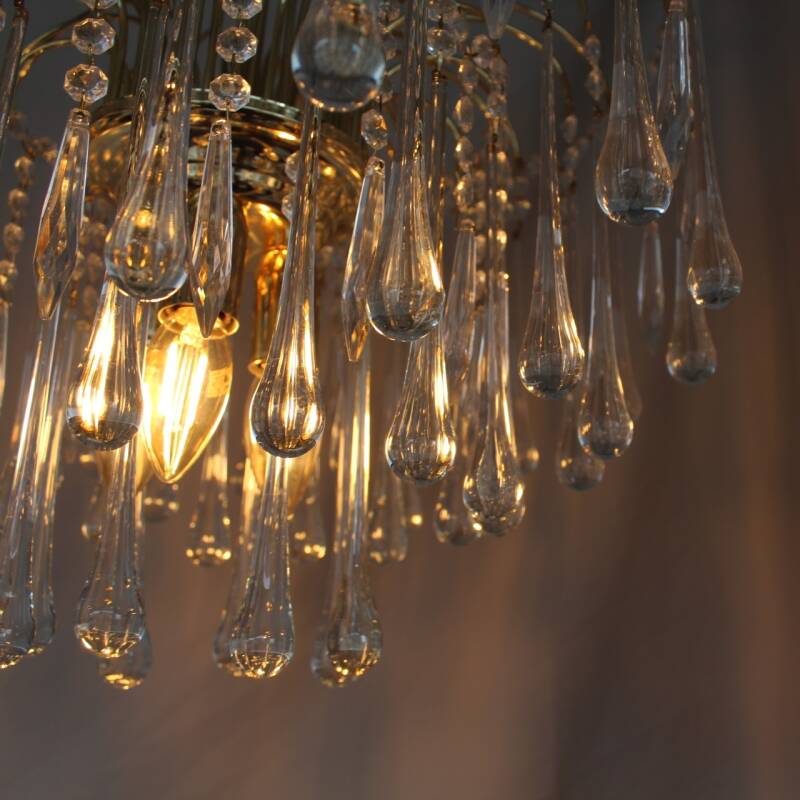 Vintage teardrop lamp - transparant, goud