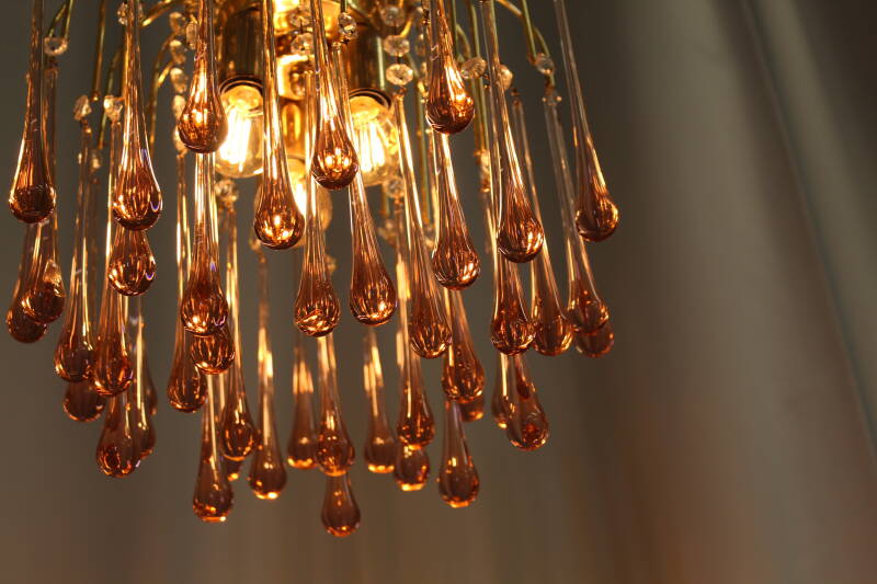 Vintage teardrop lamp - roze, goud jaren '70