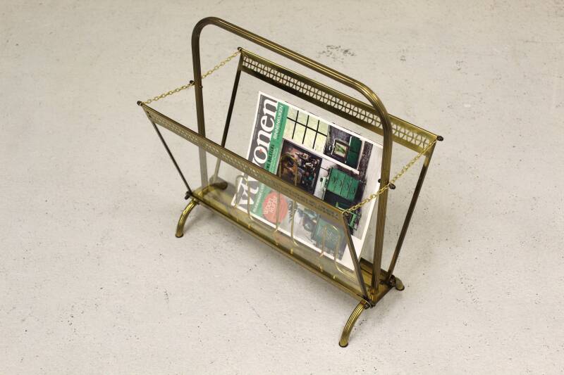 Vintage lectuurmand - messing, glas | 00809