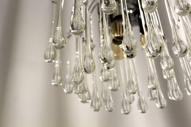 Vintage Murano teardrop lamp - zilver/transparant