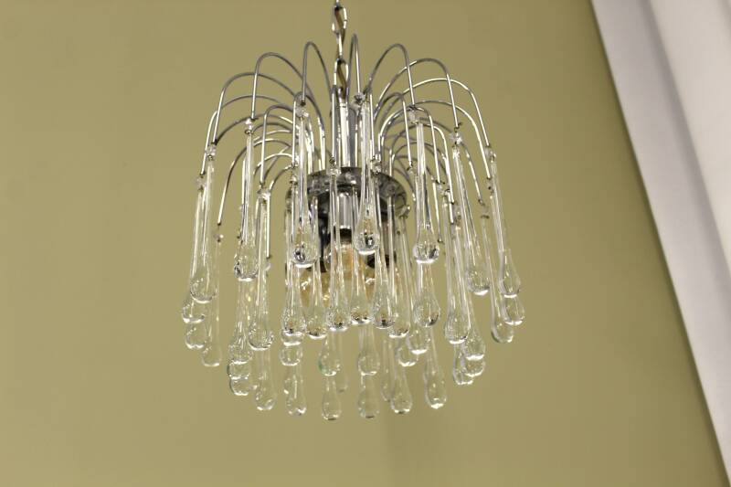 Vintage Murano teardrop lamp - zilver/transparant