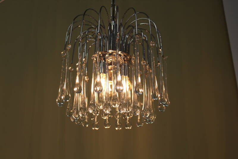 Vintage Murano teardrop lamp - zilver/transparant