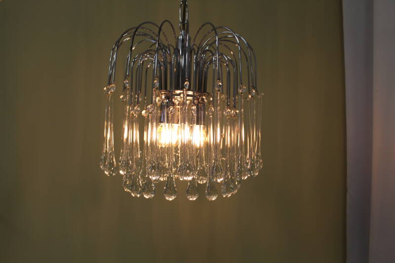 Vintage Murano teardrop lamp - zilver/transparant