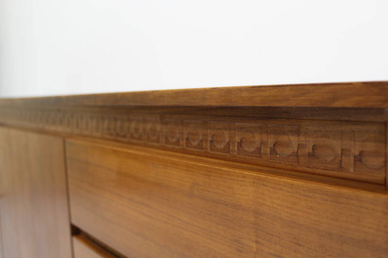 Vintage sideboard, sideboard - wood, chrome, 70s | 00984
