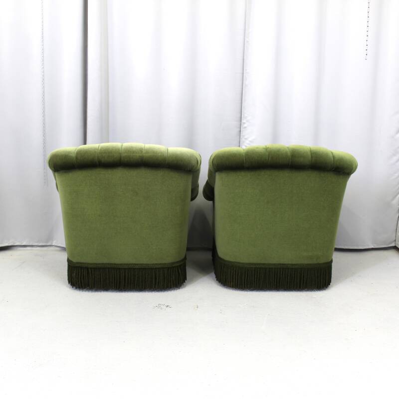 Vintage fauteuil green velvet