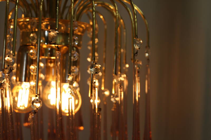 Vintage teardrop lamp - roze, goud jaren '70