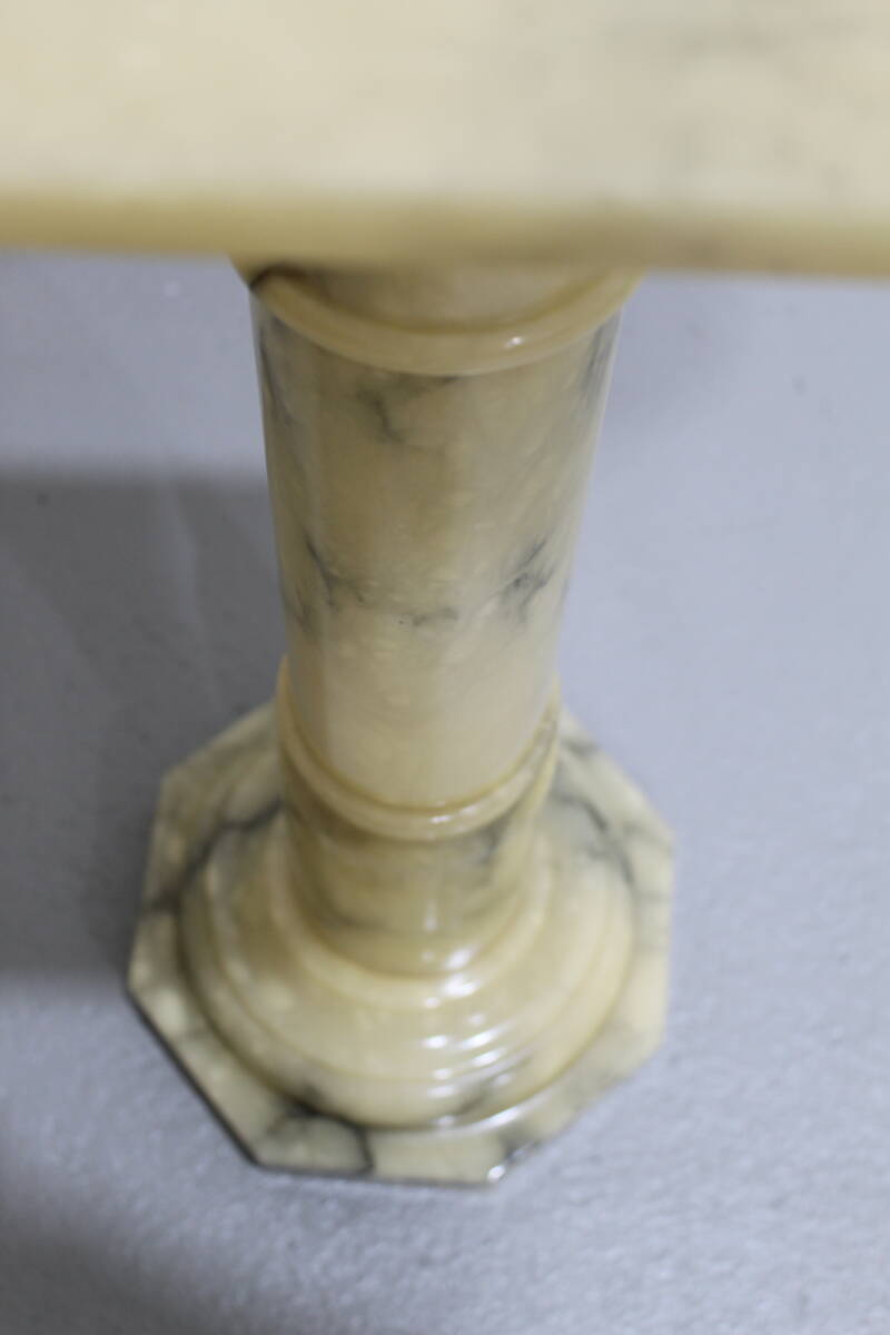 Vintage column, plant stand, pillar - marble, yellow | 01181