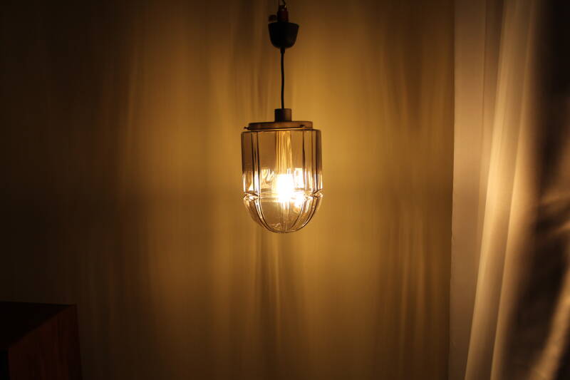 Vintage Peill & Putzler hanglamp - rookglas | 00748