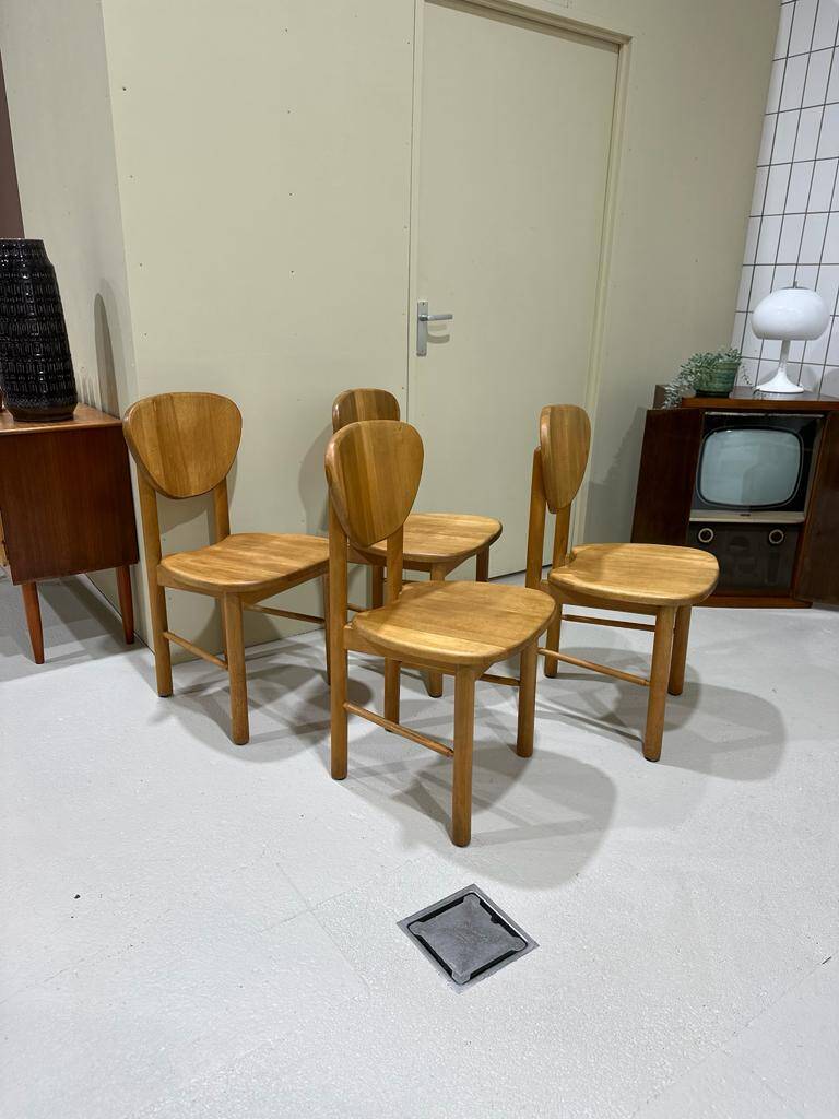 4x Vintage-Esszimmerstühle aus Massivholz | 00994