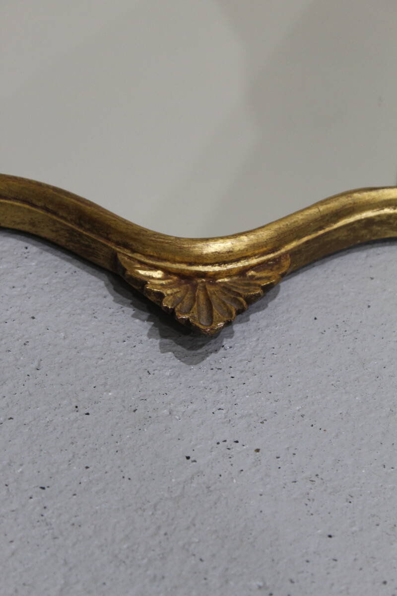 Vintage gold mirror - crest mirror, wood | 01320