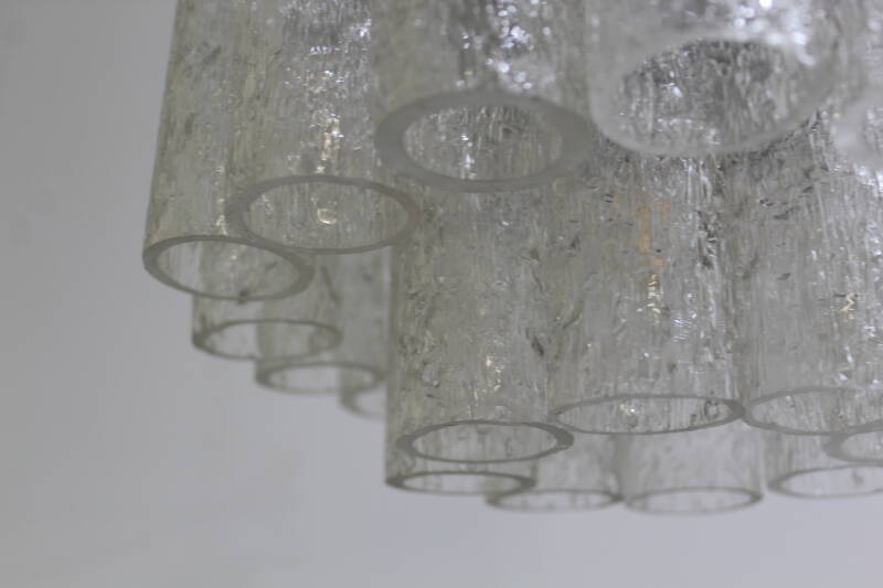 Vintage DORIA Pendelleuchte Kronleuchter - Eisglas 60er | 01244
