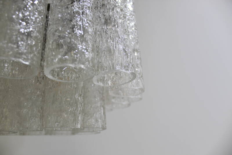 Vintage DORIA Pendelleuchte Kronleuchter - Eisglas 60er | 01244