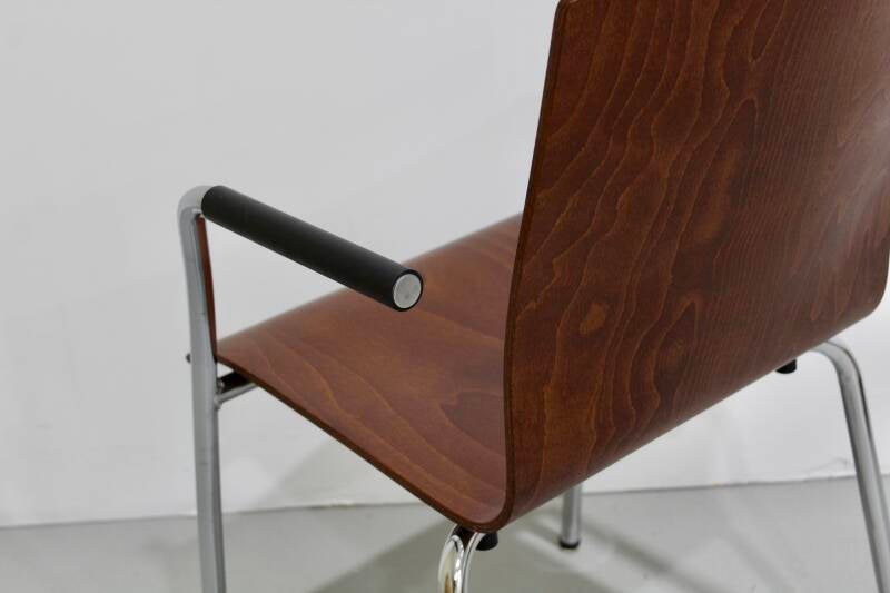 6x Vintage Esszimmerstühle - stapelbar, Chrom, Holz