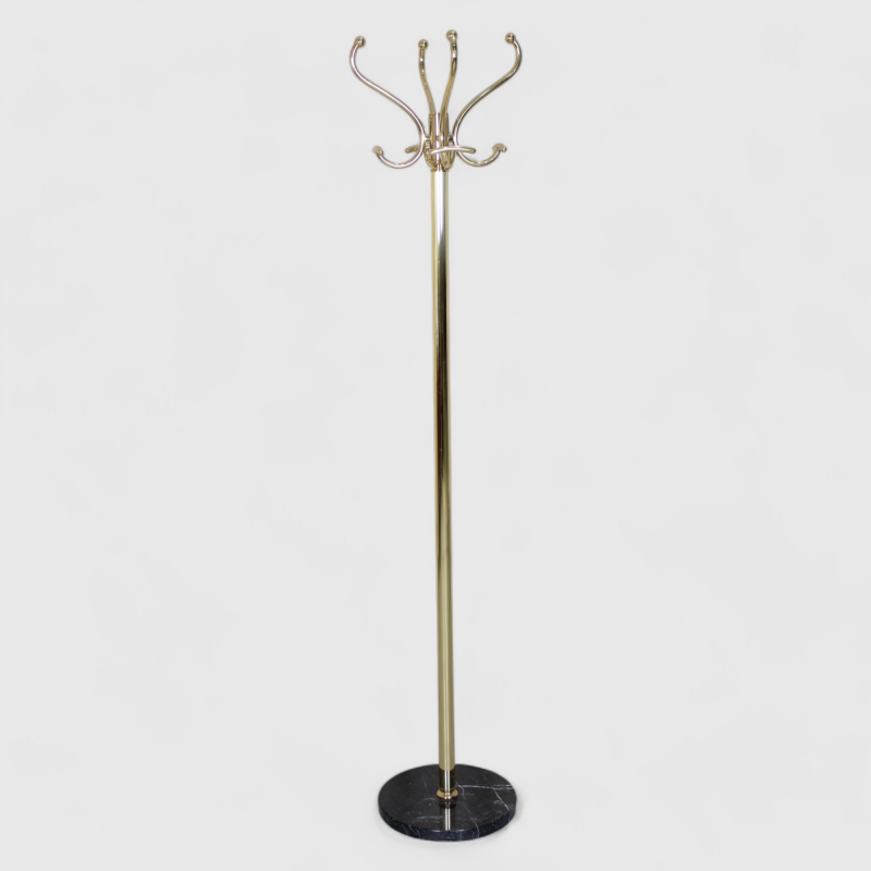 Vintage standing coat rack, wardrobe - brass, marble | 01392