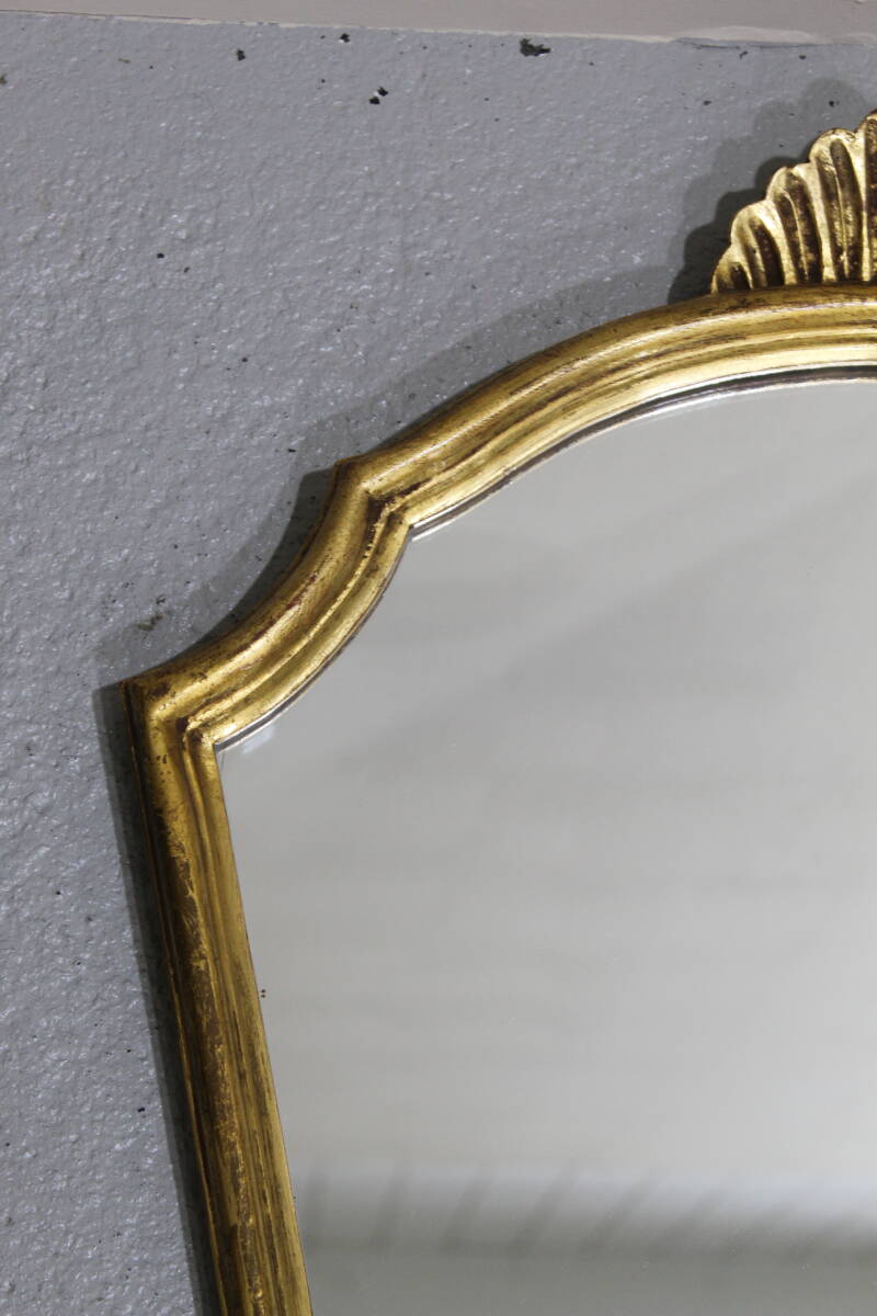Vintage gold mirror - crest mirror, wood | 01320
