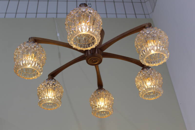 Vintage ceiling lamp - 6-arms, 70s | 01029