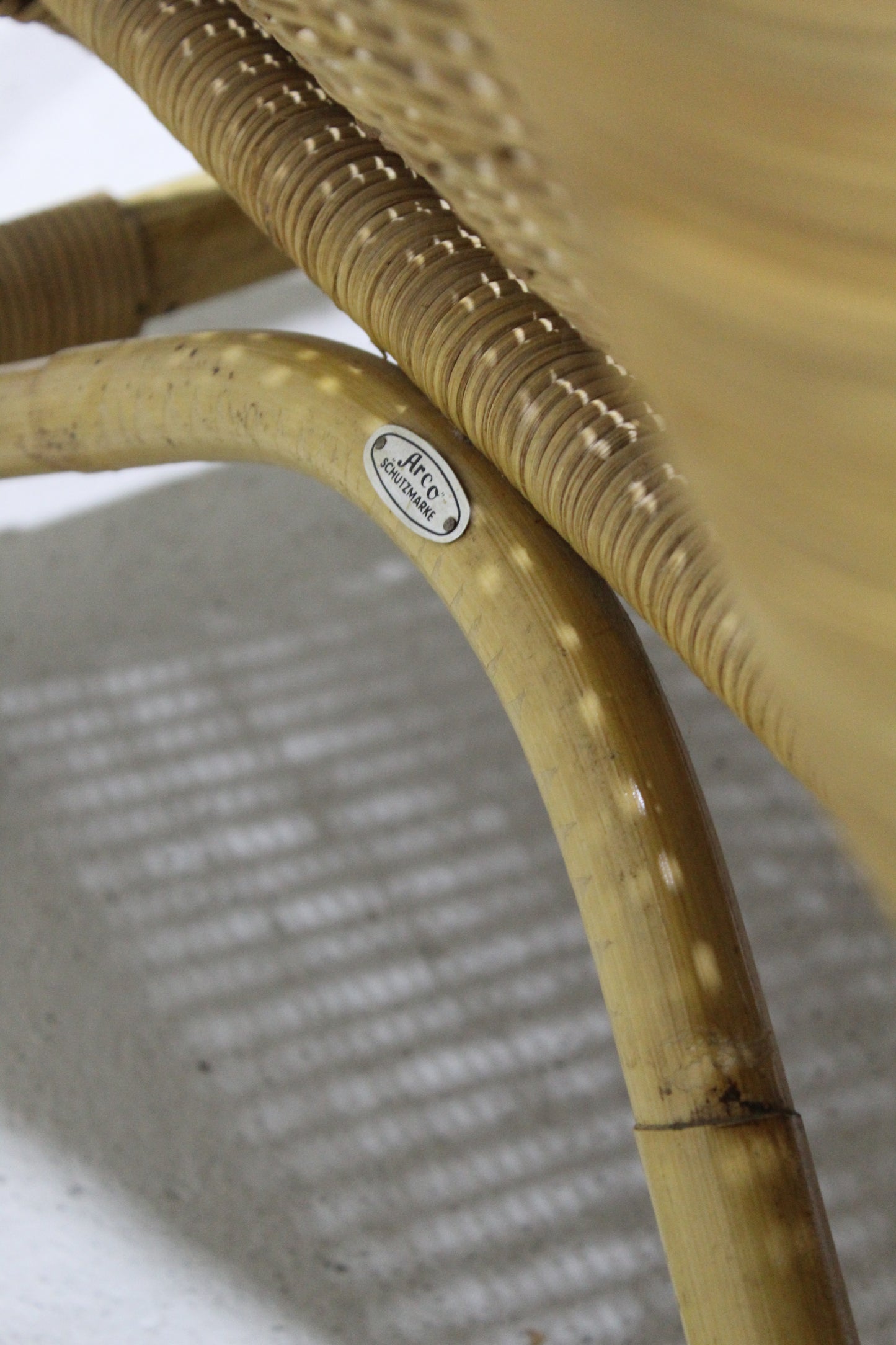 Vintage rieten fauteuil - Arco Schutzmarke