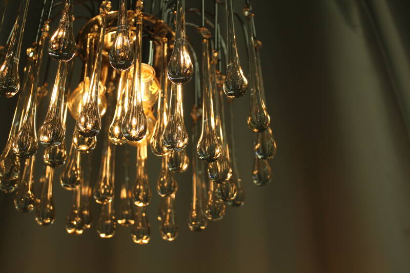 Vintage Murano teardrop lamp - zilver/transparant