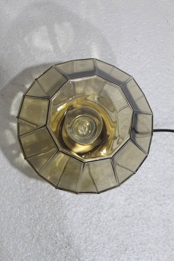 Vintage plafondlamp, wandlamp Glashütte Limburg - rookglas